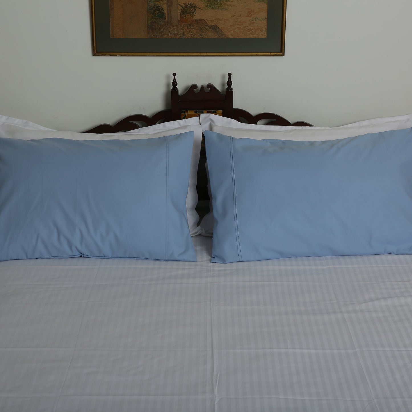 Pillow Covers-Plain Color-Sky Blue with Pintex Style- Pair