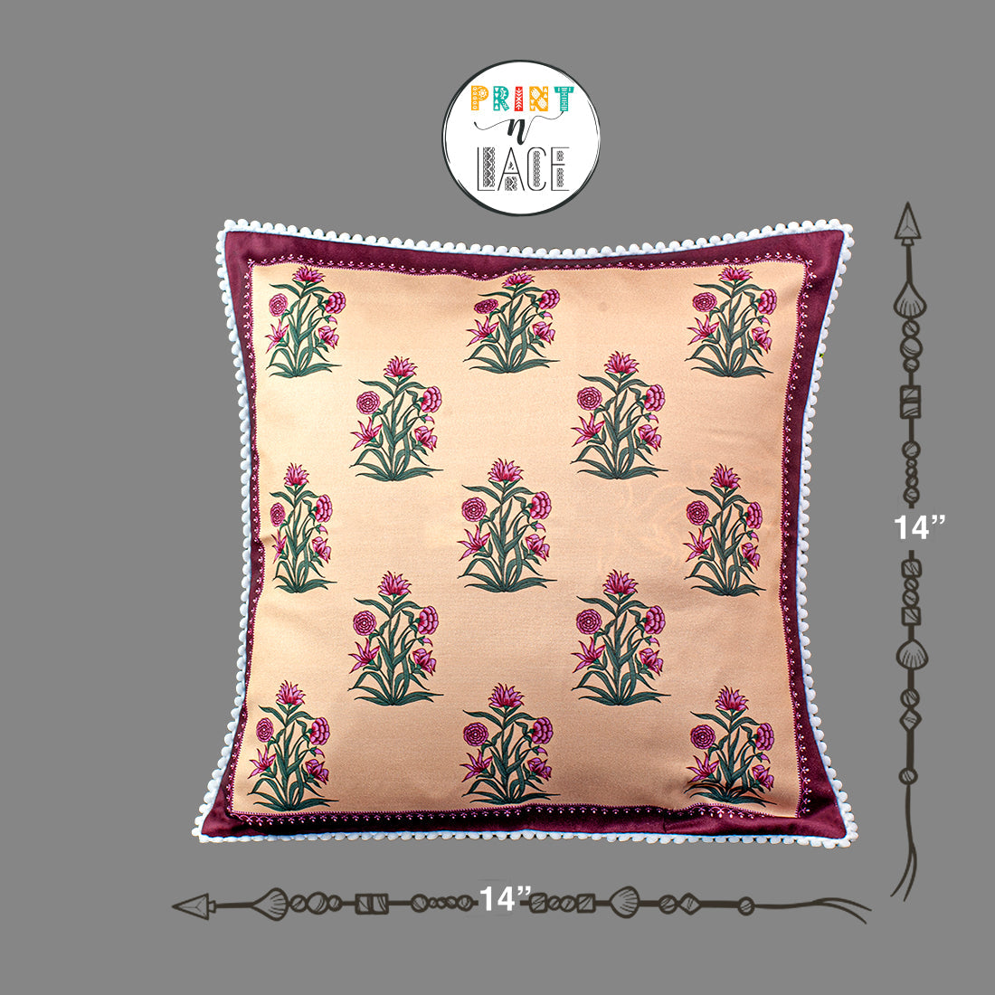 Print n Lace 076 (Reddish Beige n Maroon)