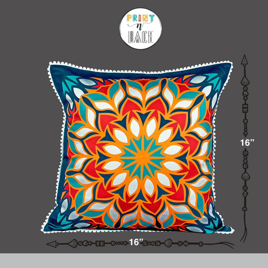 Print n Lace 070 (Peacock Blue n Multi)