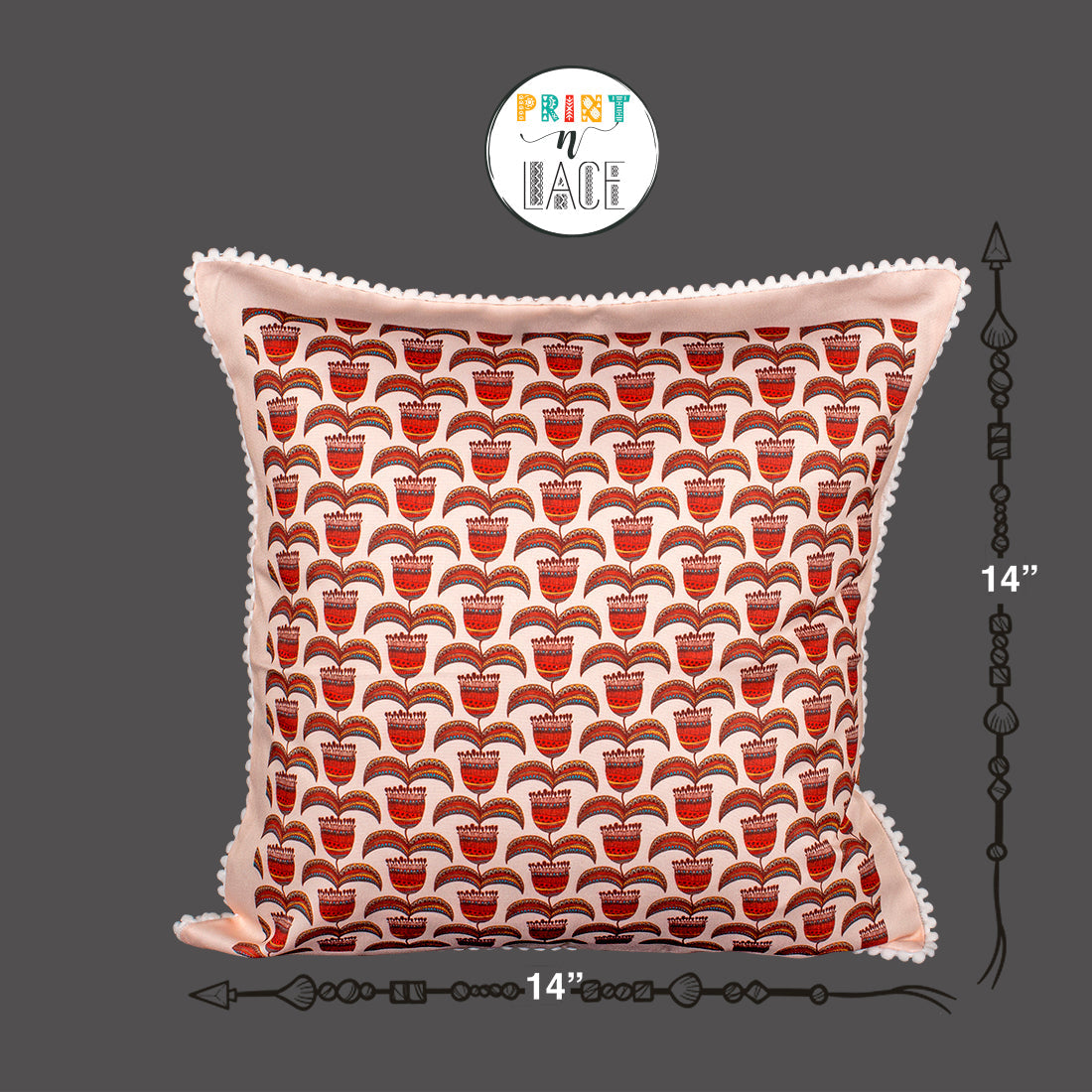 Print n Lace 069 (Pinkish Beige n Red)