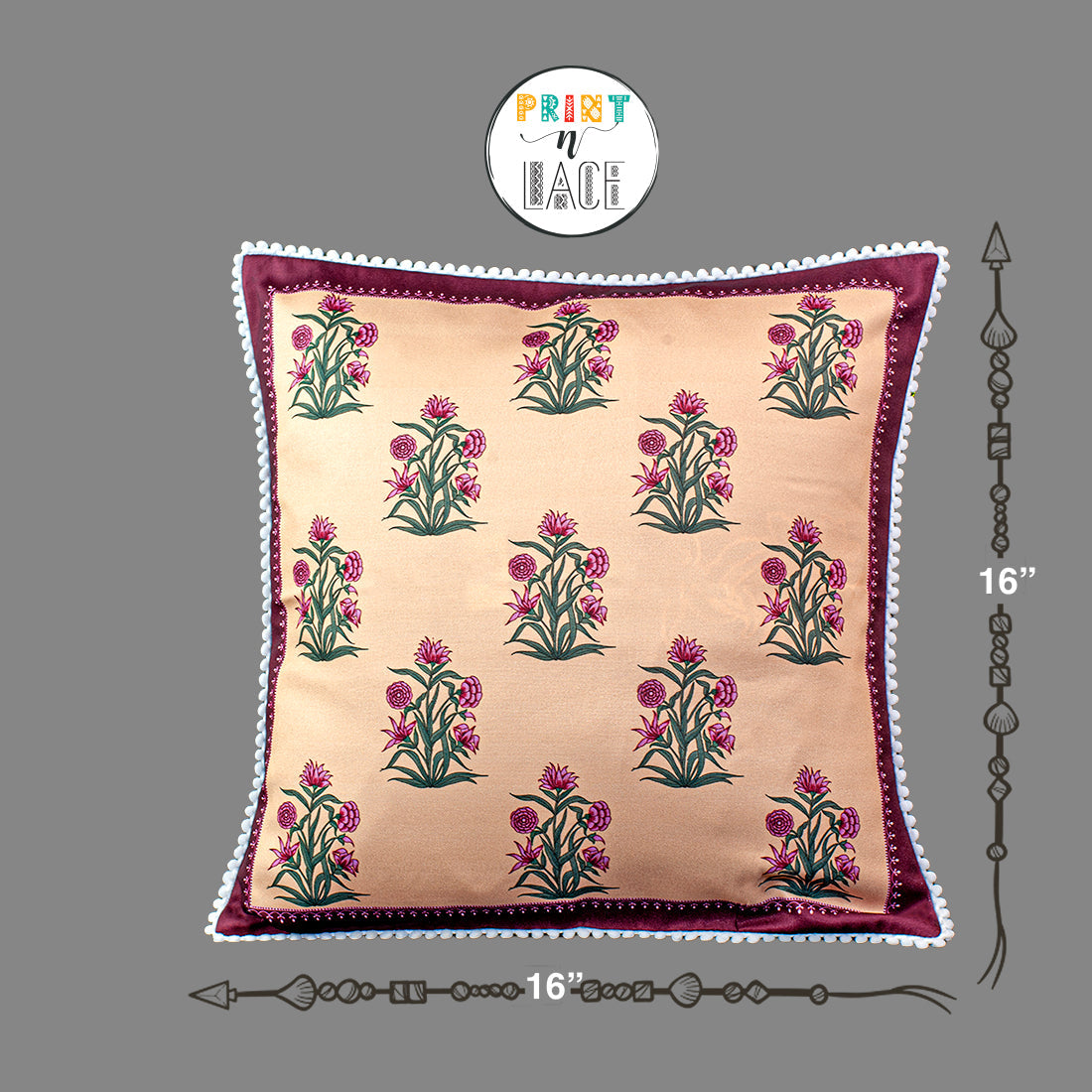Print n Lace 076 (Reddish Beige n Maroon)