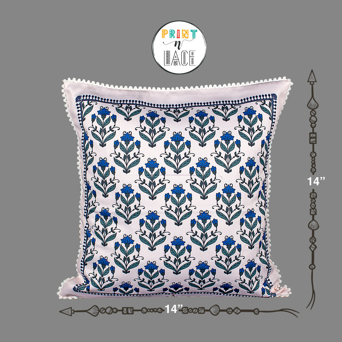 Print n Lace 087 (Cream n Blue)