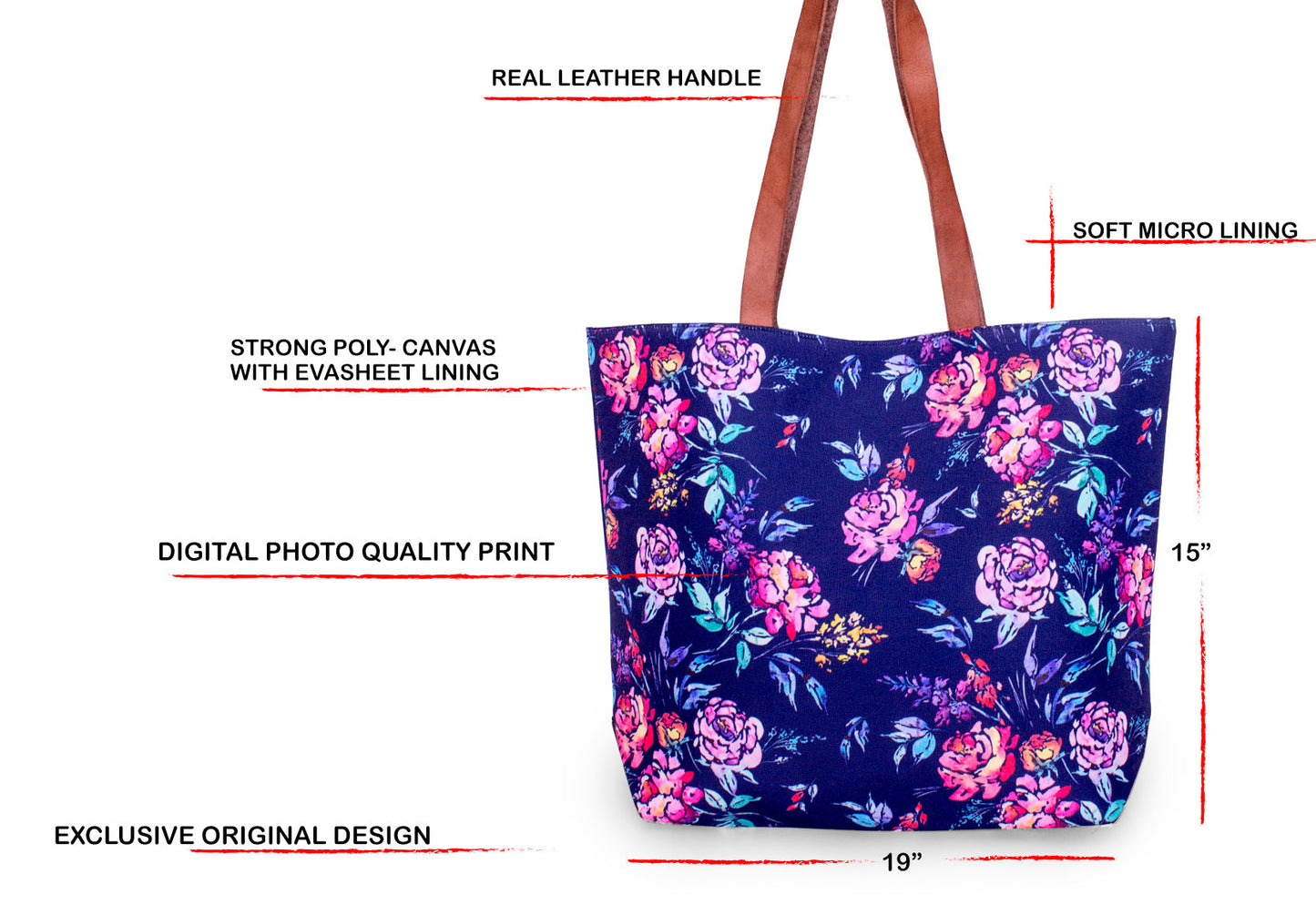 Shopper Bag-Blue Roses