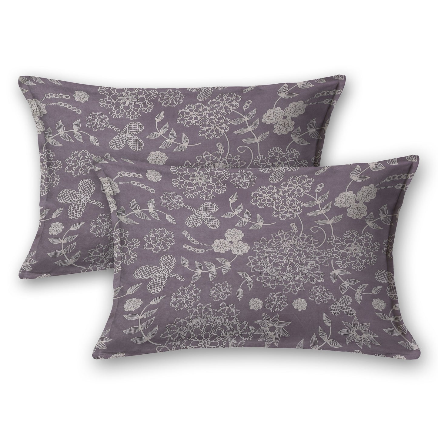 Printed Bedsheet- Double Bed -Gray floral