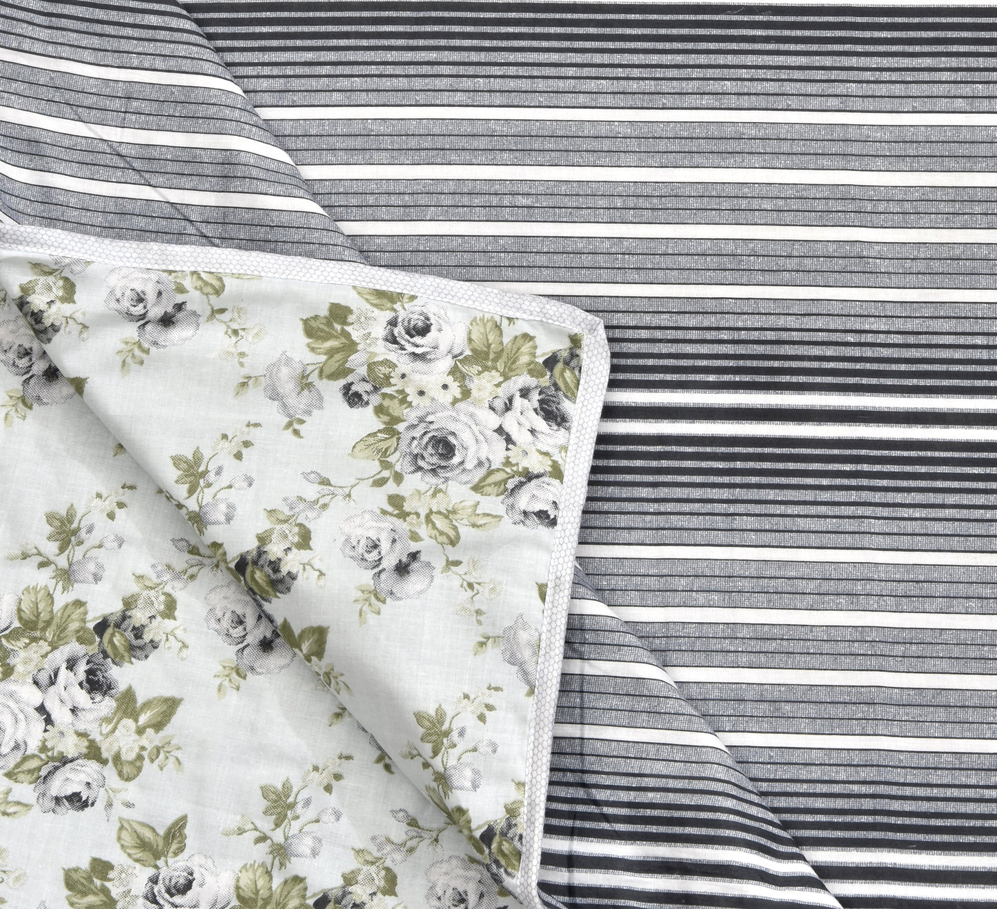 Dohar Cotton-Double Bed-Green Roses