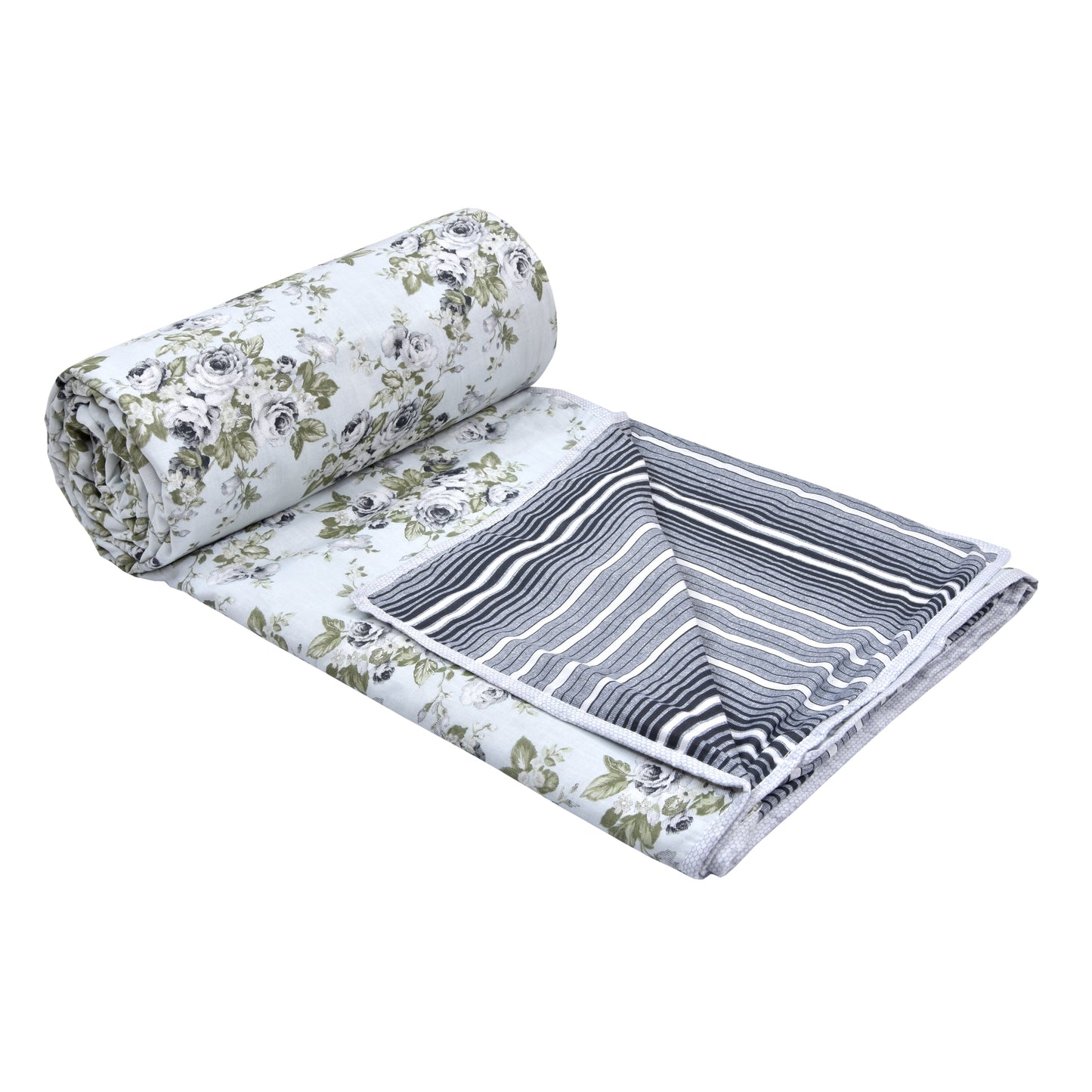 Dohar Cotton-Double Bed-Green Roses
