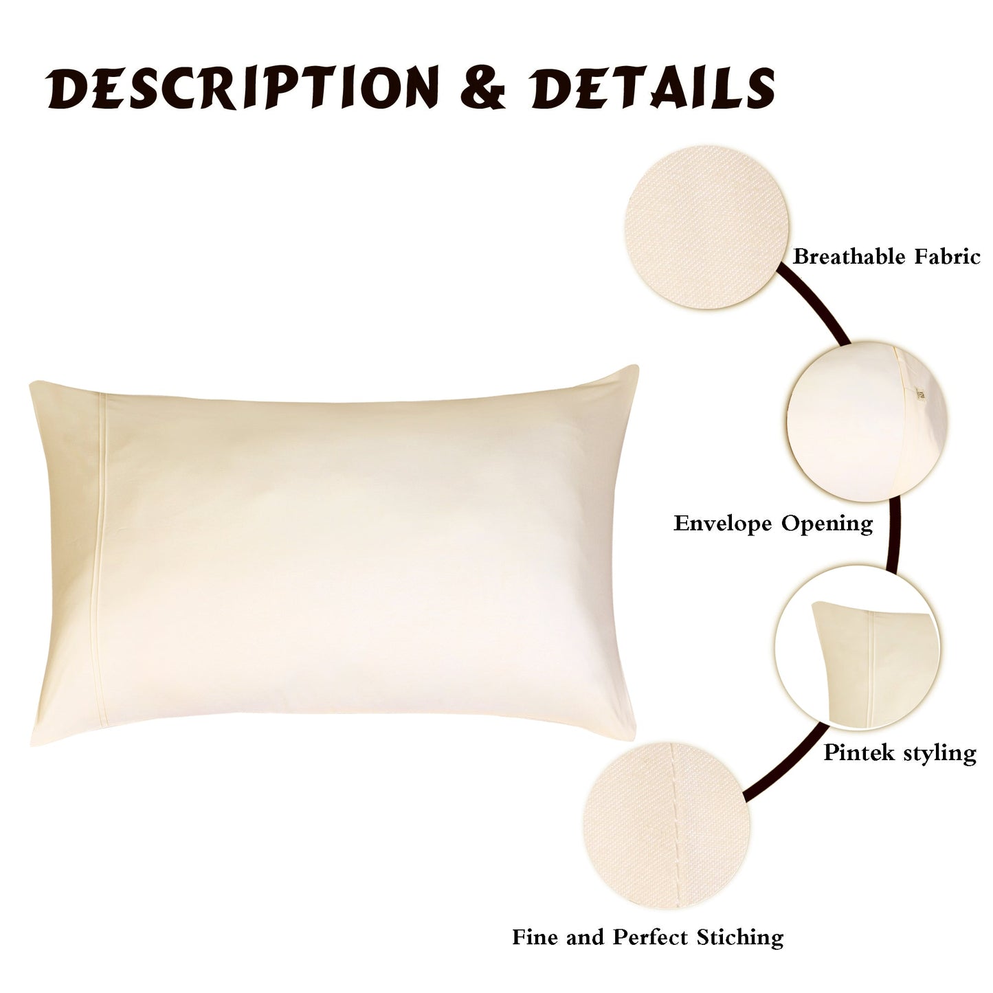 Pillow Covers-Plain Color-Pinkish Beige with Pintex Style- Pair