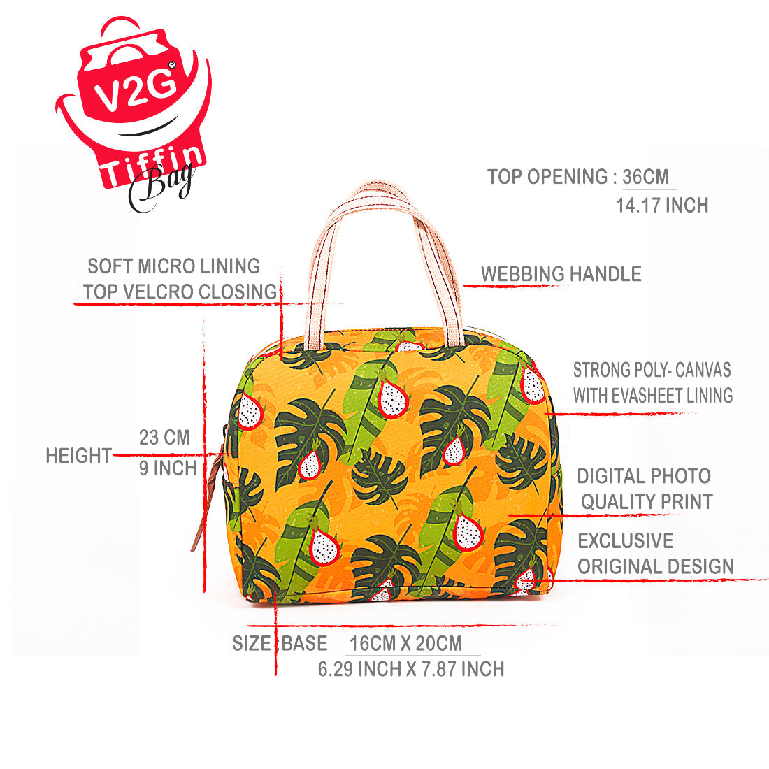 Tiffin- Lunch Bag- Leaf Pattern 09