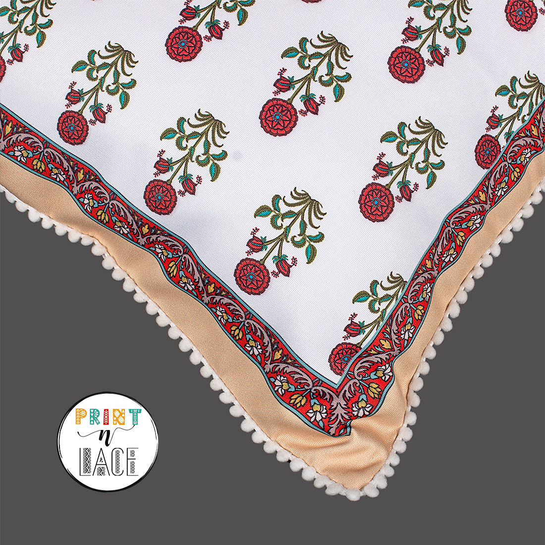 Print n Lace 074 (Peachish Beige n Multi)