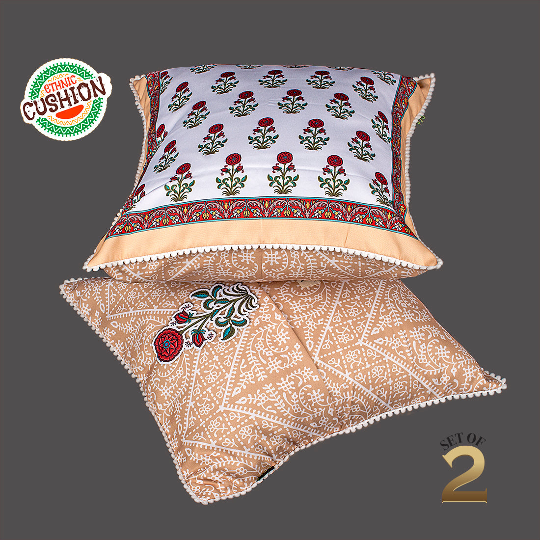 Print n Lace 074 (Peachish Beige n Multi)
