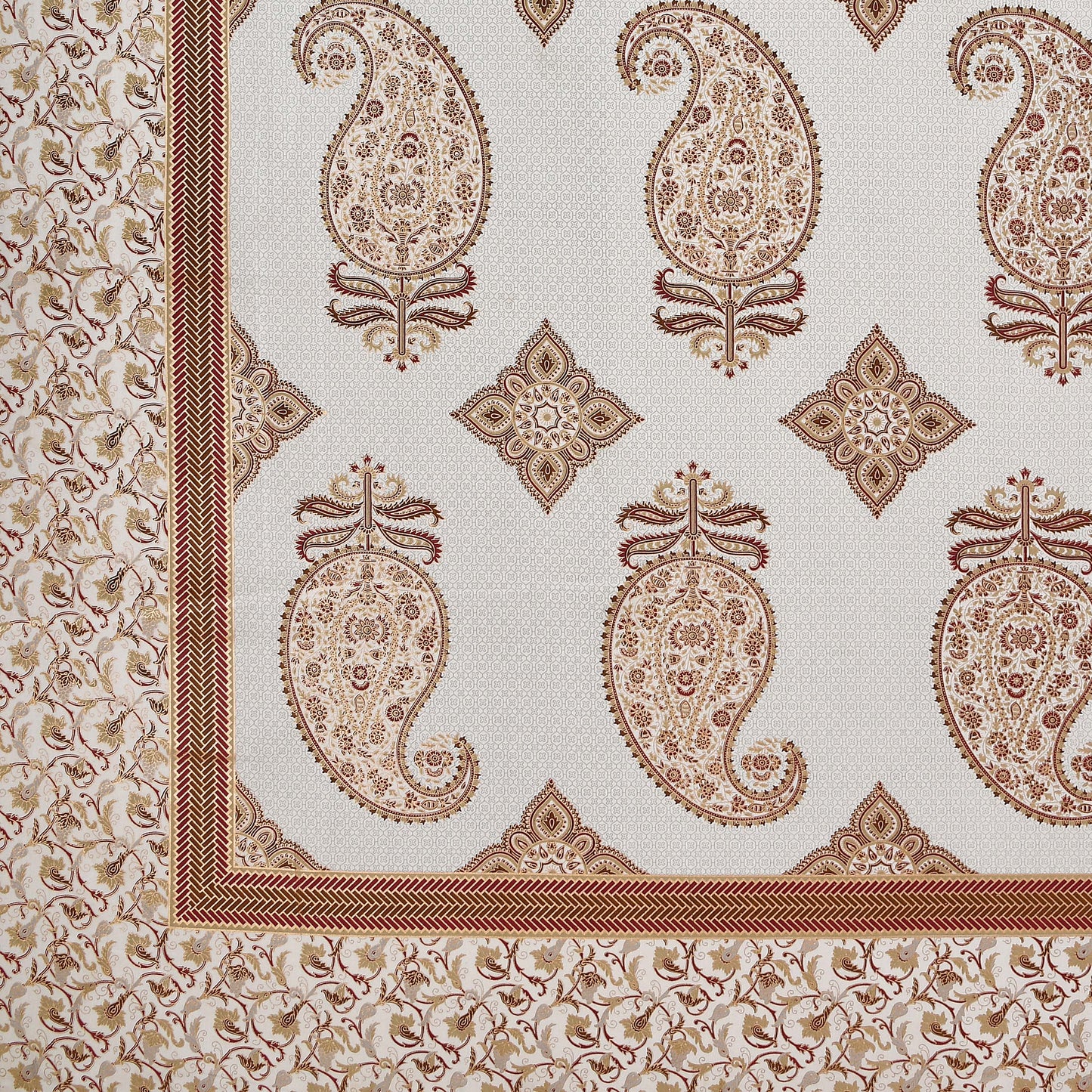 Pure Cotton Printed Bedsheet- Double Bed -Golden Beige Paisely