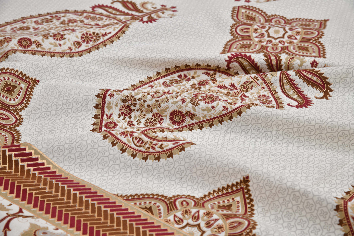 Pure Cotton Printed Bedsheet- Double Bed -Golden Beige Paisely