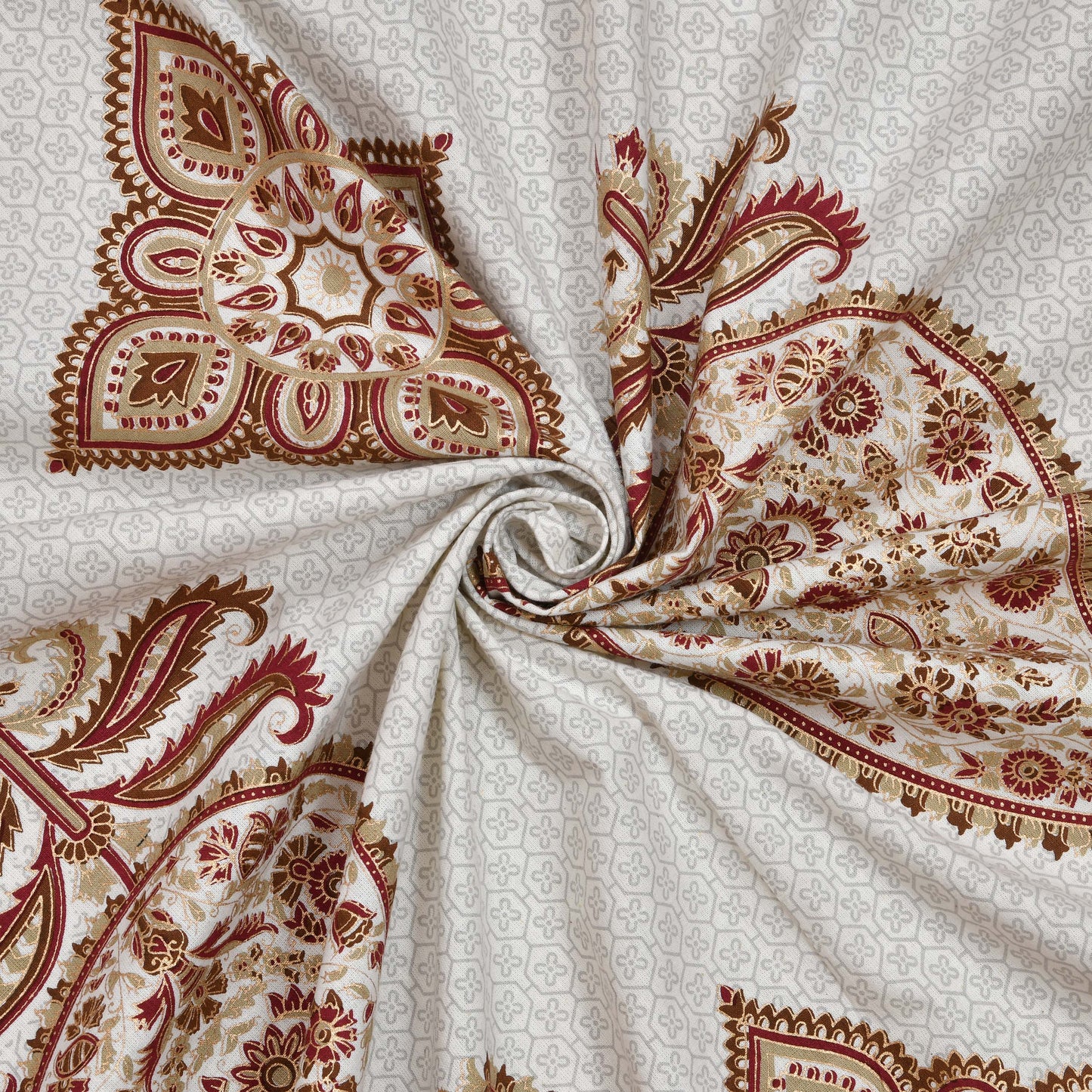 Pure Cotton Printed Bedsheet- Double Bed -Golden Beige Paisely