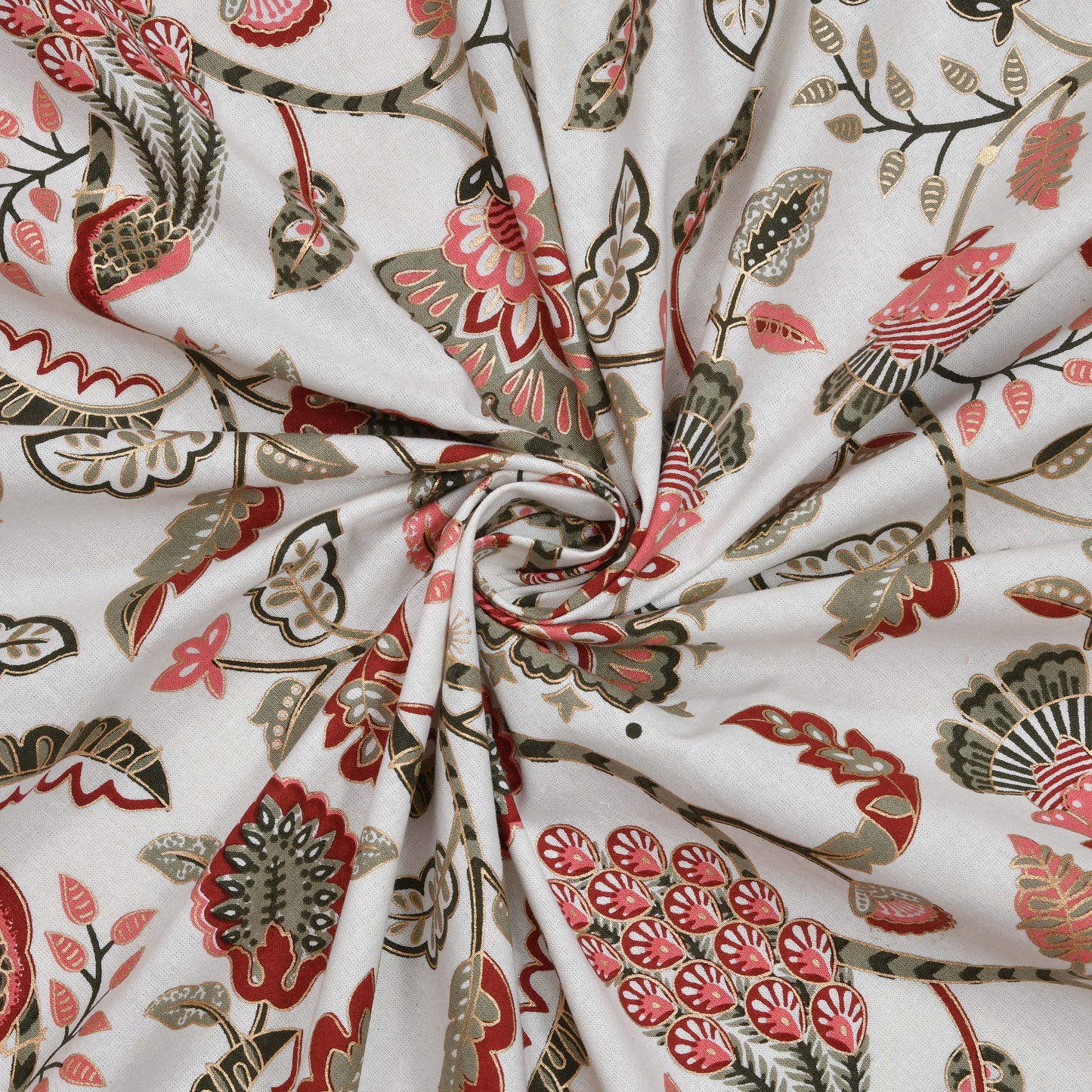 Pure Cotton Printed Bedsheet- Double Bed -Golden Pink Peacock