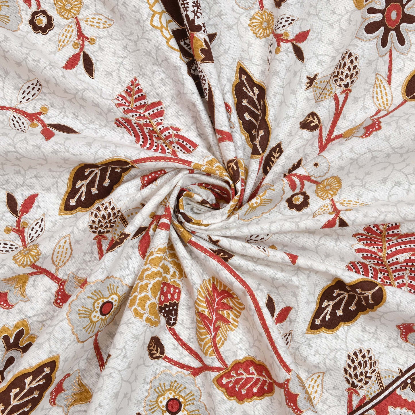 Pure Cotton Printed Bedsheet- Double Bed -Golden Red Bel Buta