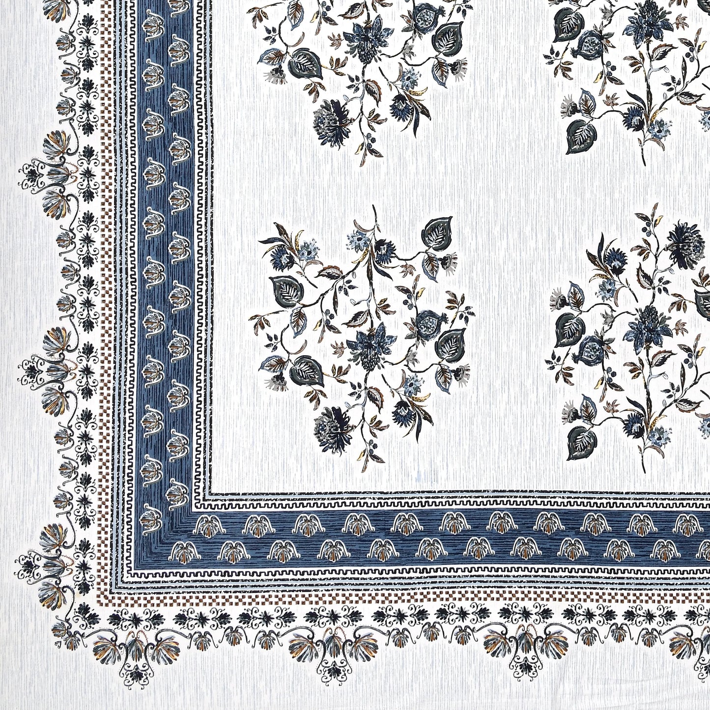 Pure Cotton Print Bedsheet-Double Bed-Multi Floral - Blue