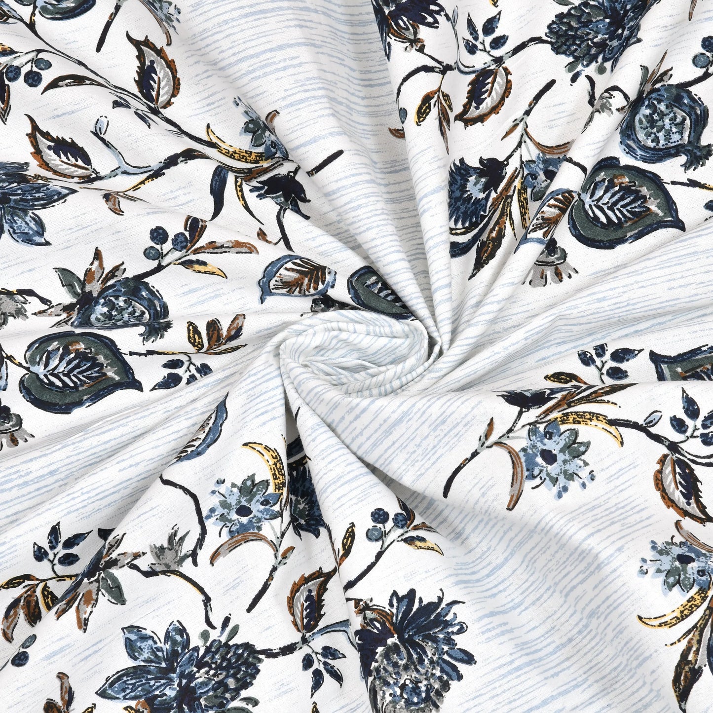 Pure Cotton Print Bedsheet-Double Bed-Multi Floral - Blue
