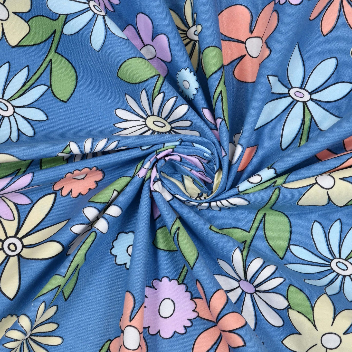 Printed Bedsheet- Double Bed -Blue Floral