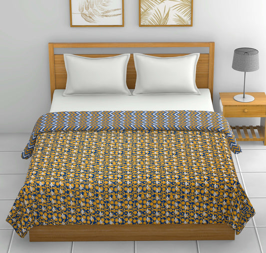 Dohar Cotton-Double Bed-Blue n Brown Waves