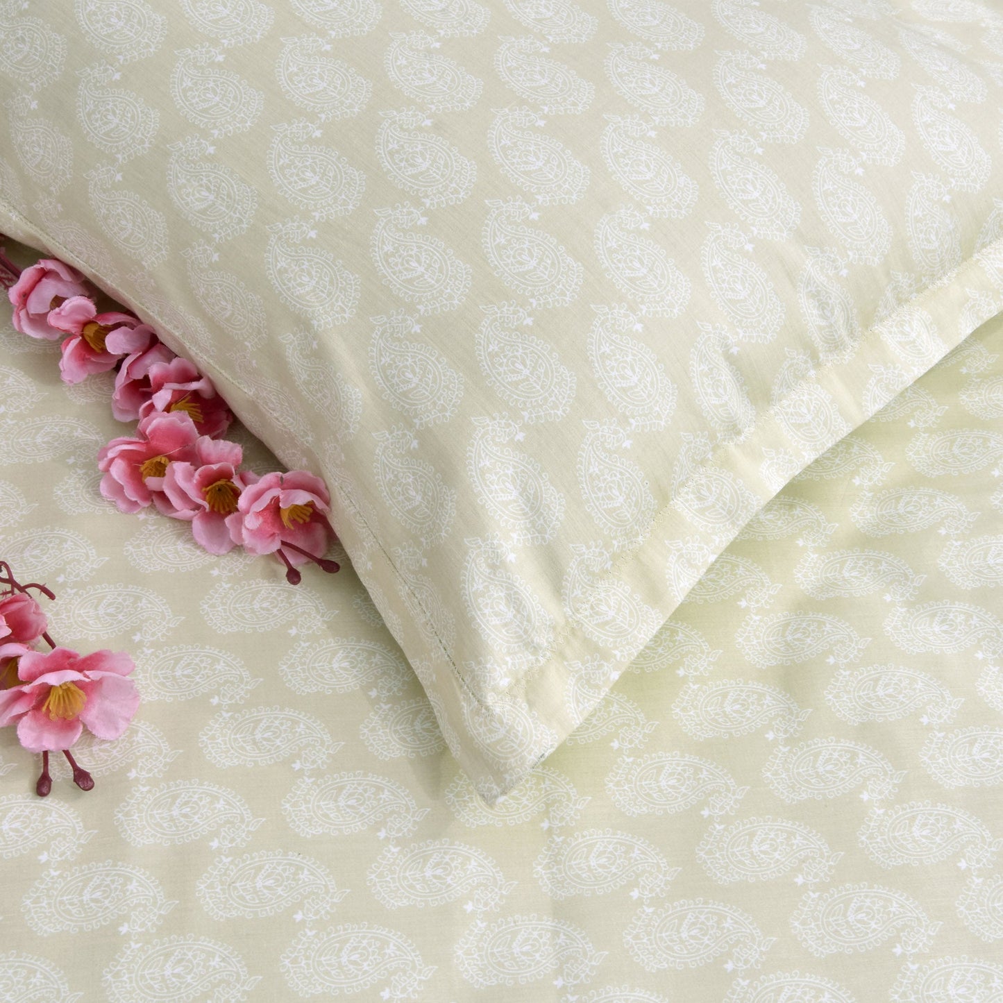 Pure Cotton Printed Bedsheet- Double Bed -Paisely-Light Brown