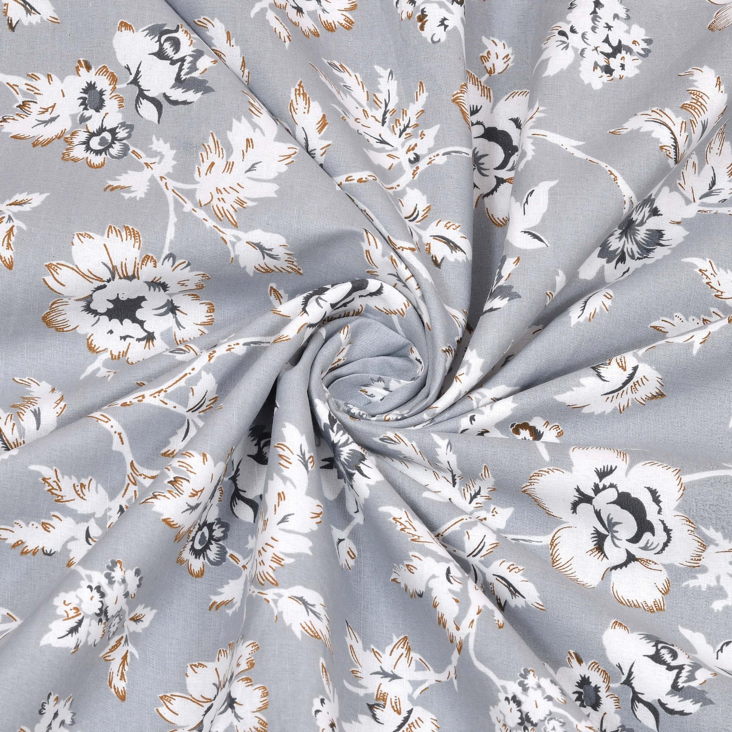 Dohar Cotton-Double Bed- Gray Flora