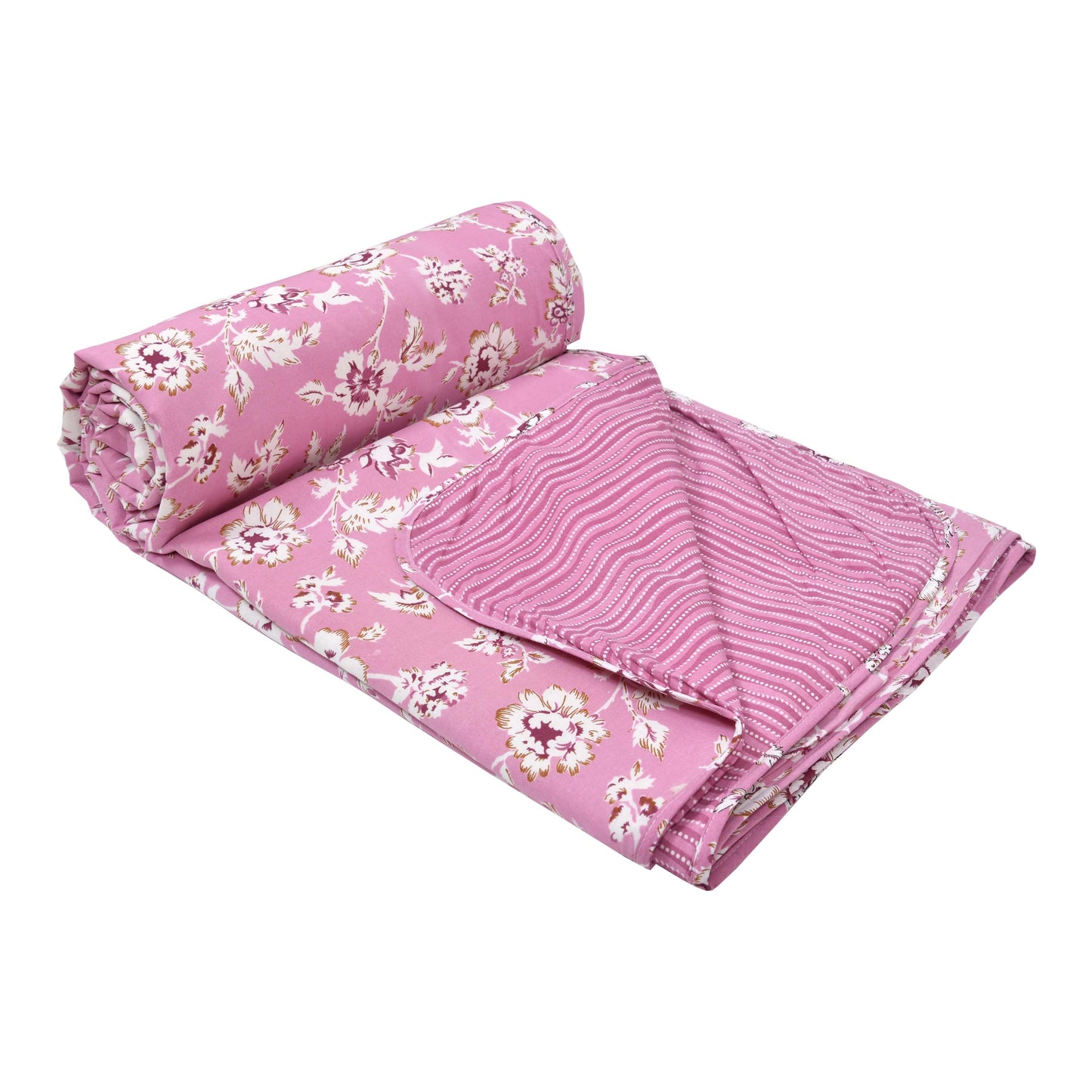 Dohar Cotton-Double Bed-Pink Flora