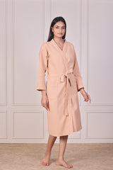 Desert Peach Waffle Cotton Bathrobe