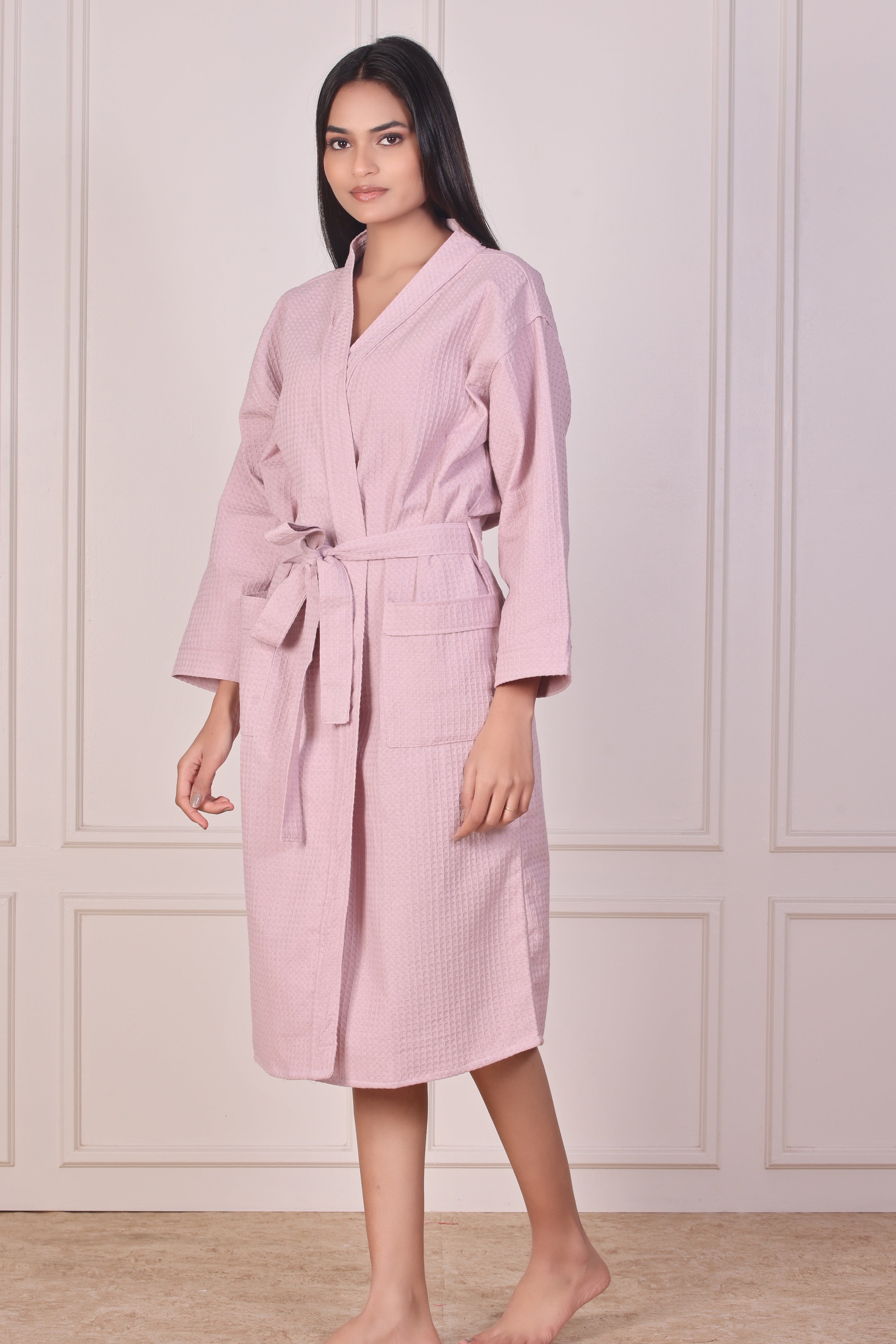 Berry Whisper Waffle Cotton Bathrobe