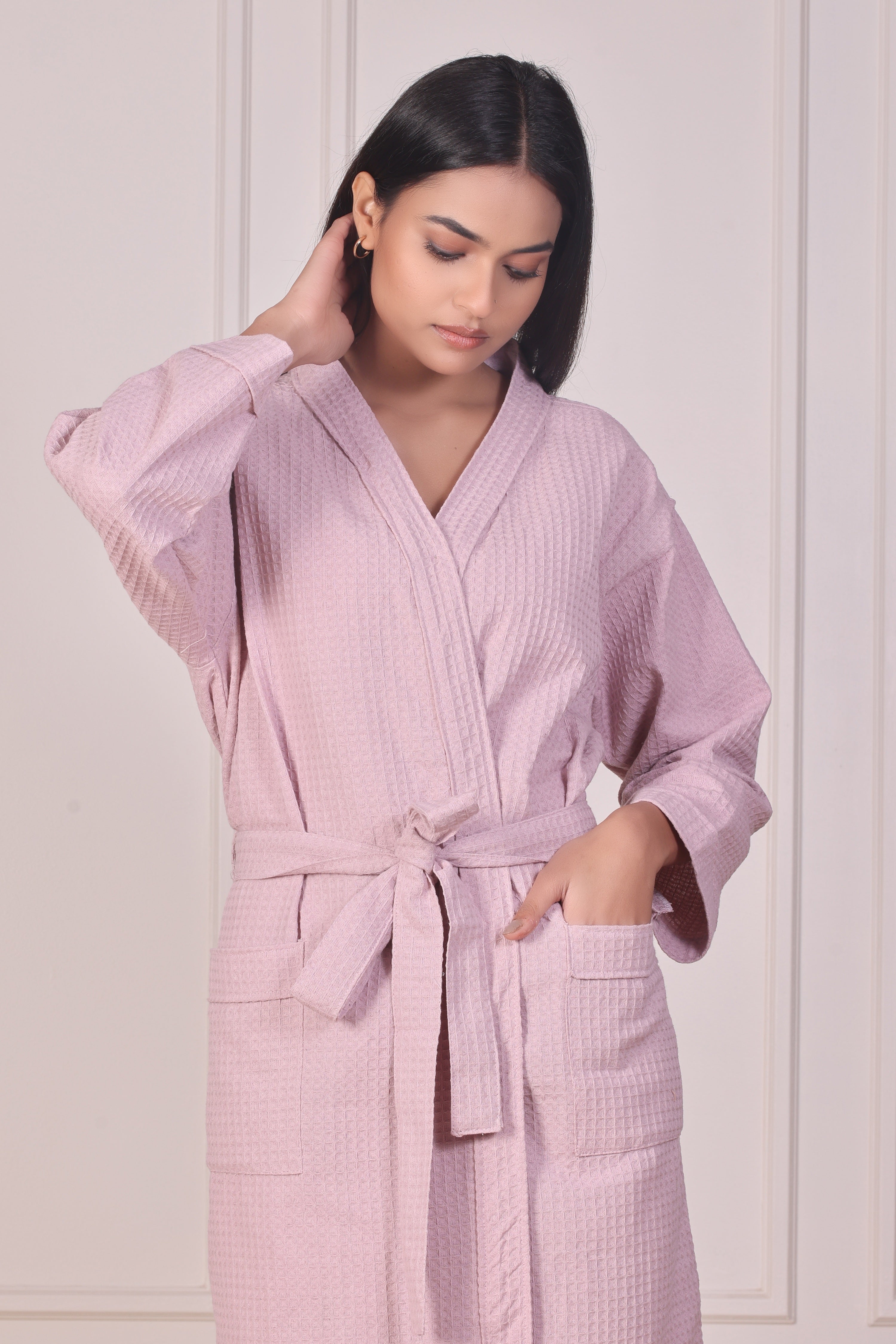 Berry Whisper Waffle Cotton Bathrobe