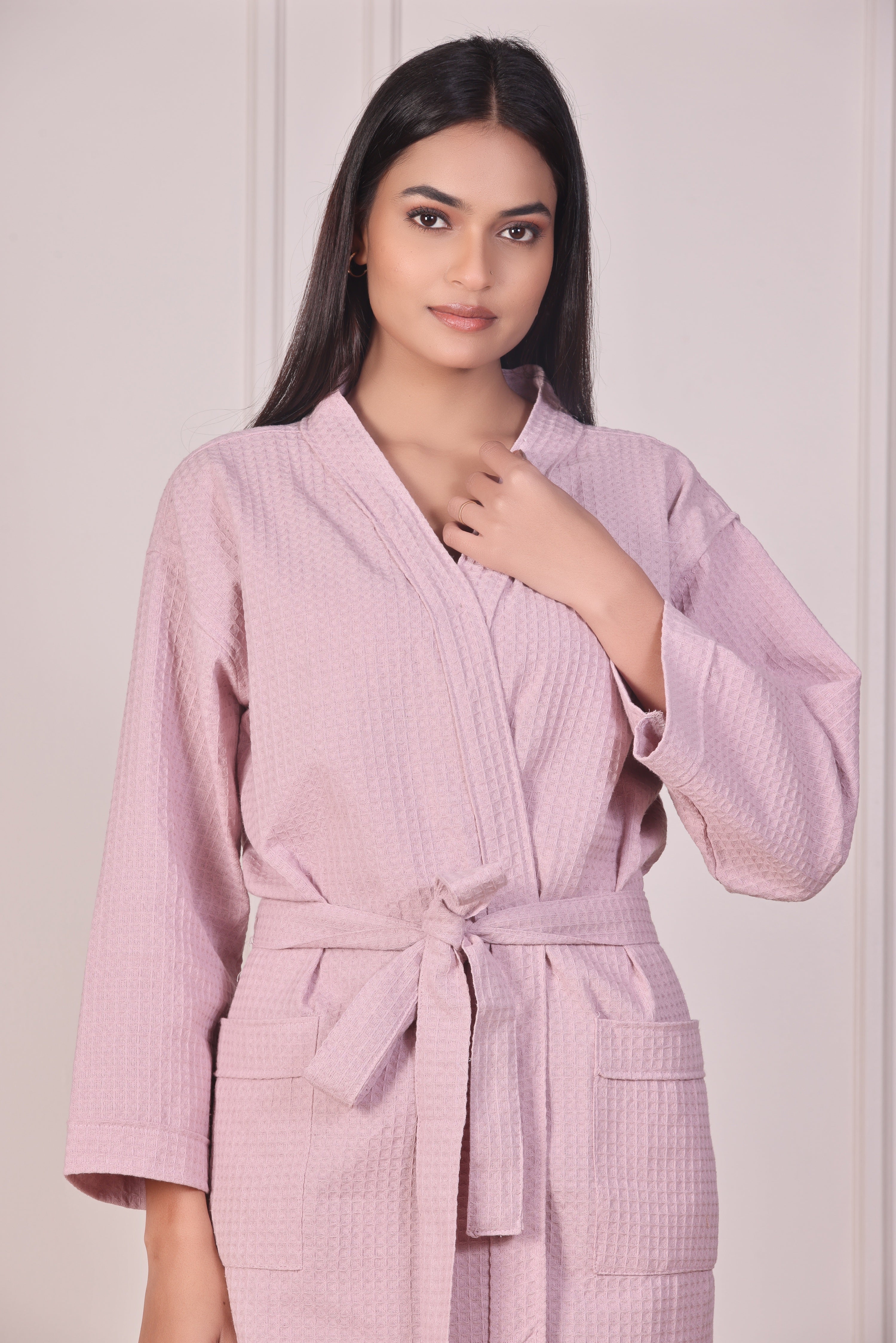 Berry Whisper Waffle Cotton Bathrobe