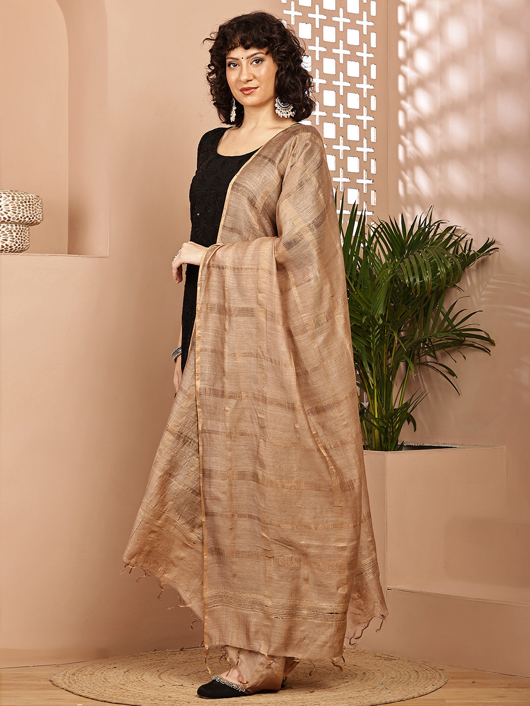 Dupatta- Muga- Chikoo Self