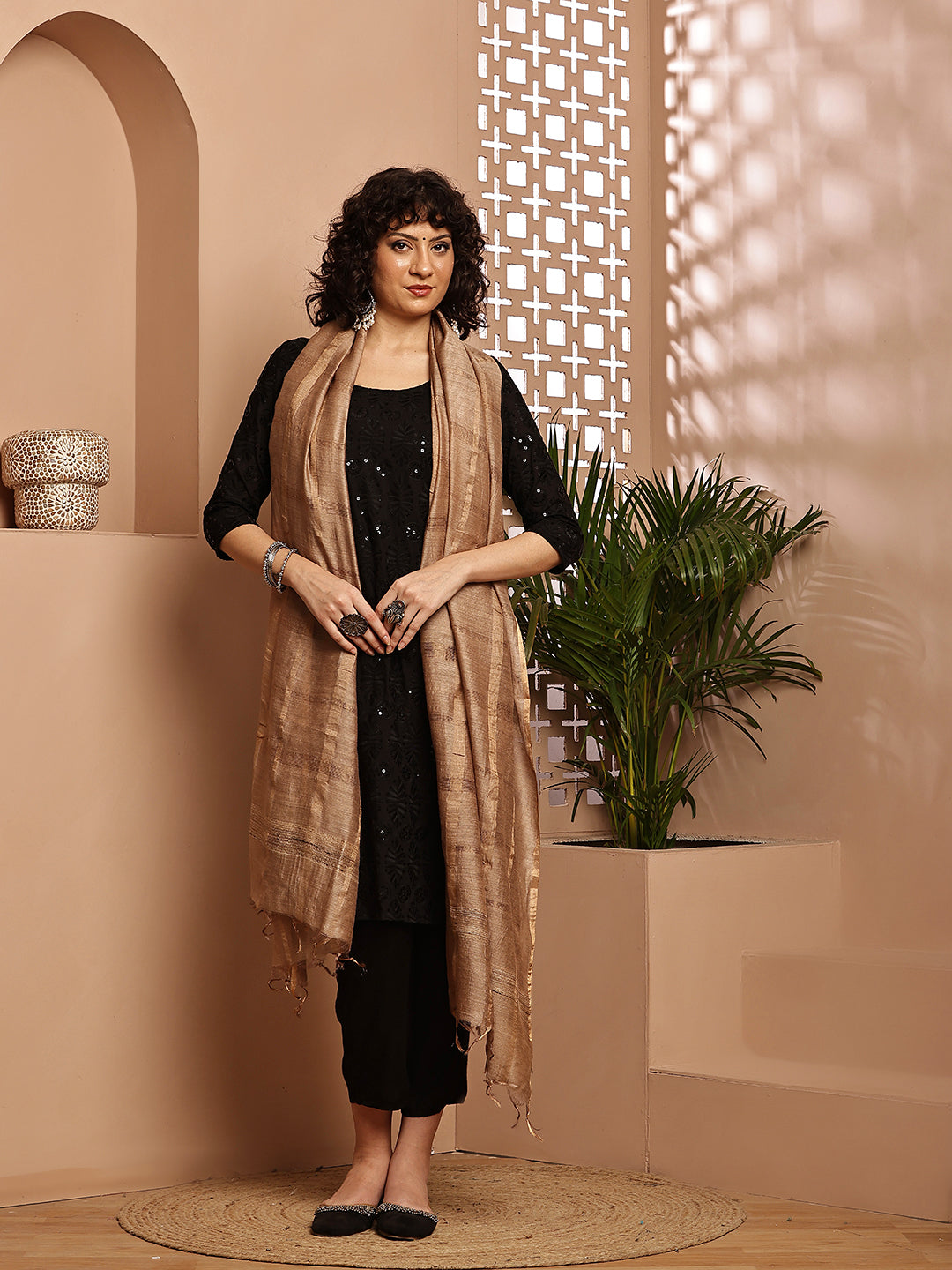 Dupatta- Muga- Chikoo Self