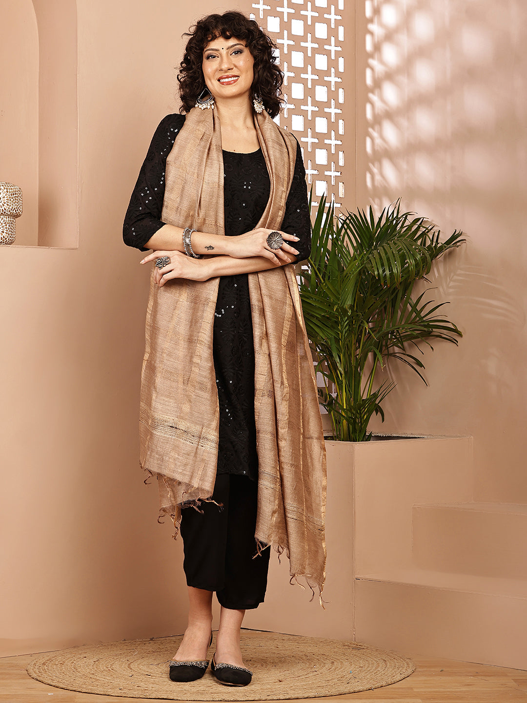 Dupatta- Muga- Chikoo Self