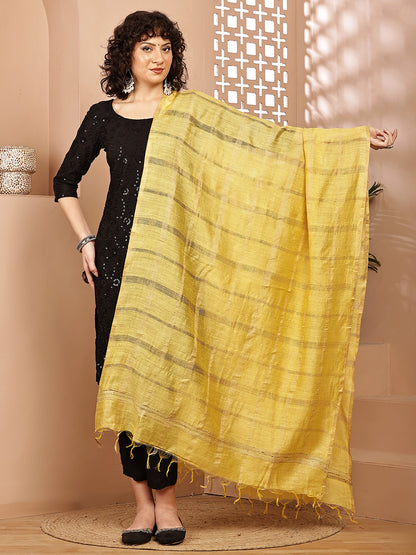 Dupatta- Muga- Yellow Self