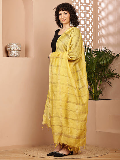 Dupatta- Muga- Yellow Self
