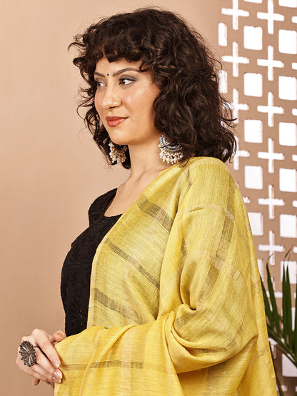 Dupatta- Muga- Yellow Self