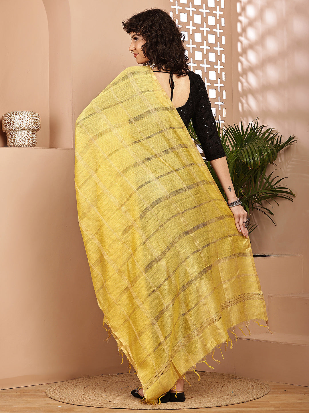 Dupatta- Muga- Yellow Self
