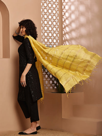 Dupatta- Muga- Yellow Self