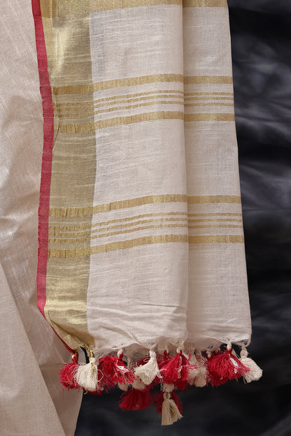 Handloom Saree- Ivory Upada