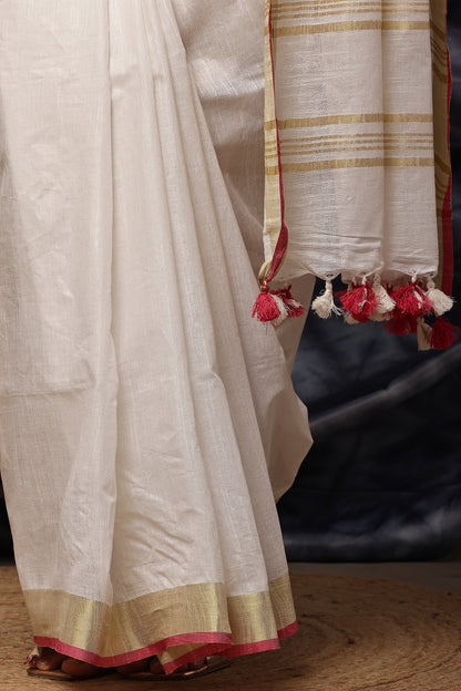 Handloom Saree- Ivory Upada