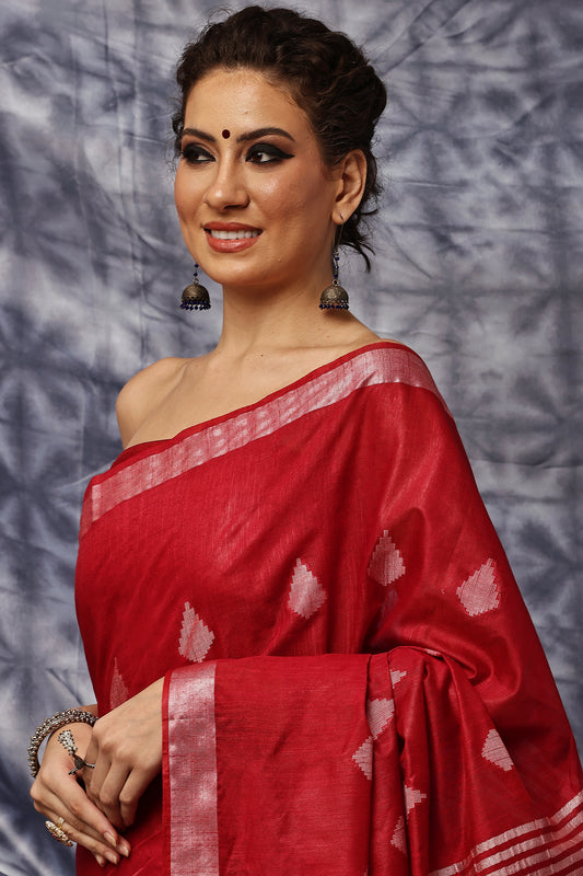 Handloom Saree- Reddish Maroon Muse