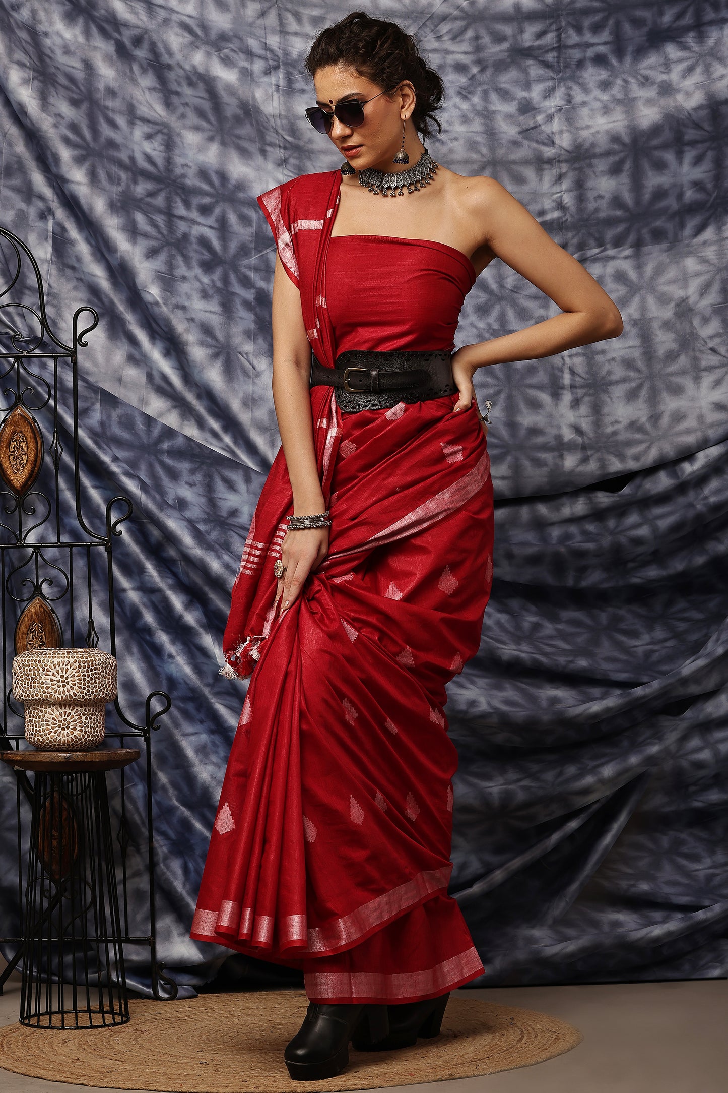 Handloom Saree- Reddish Maroon Muse