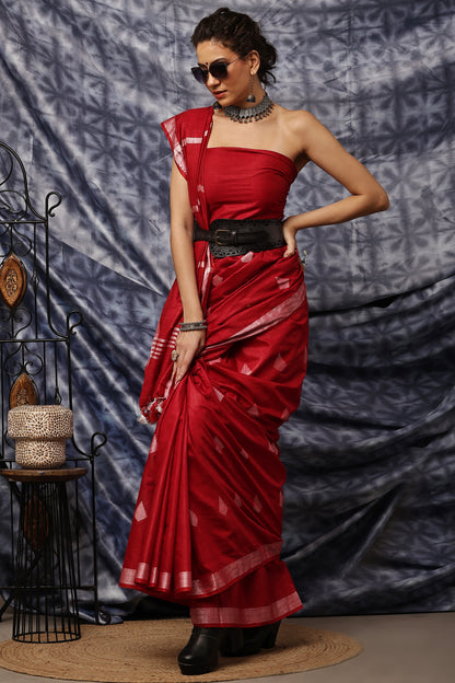 Handloom Saree- Reddish Maroon Muse
