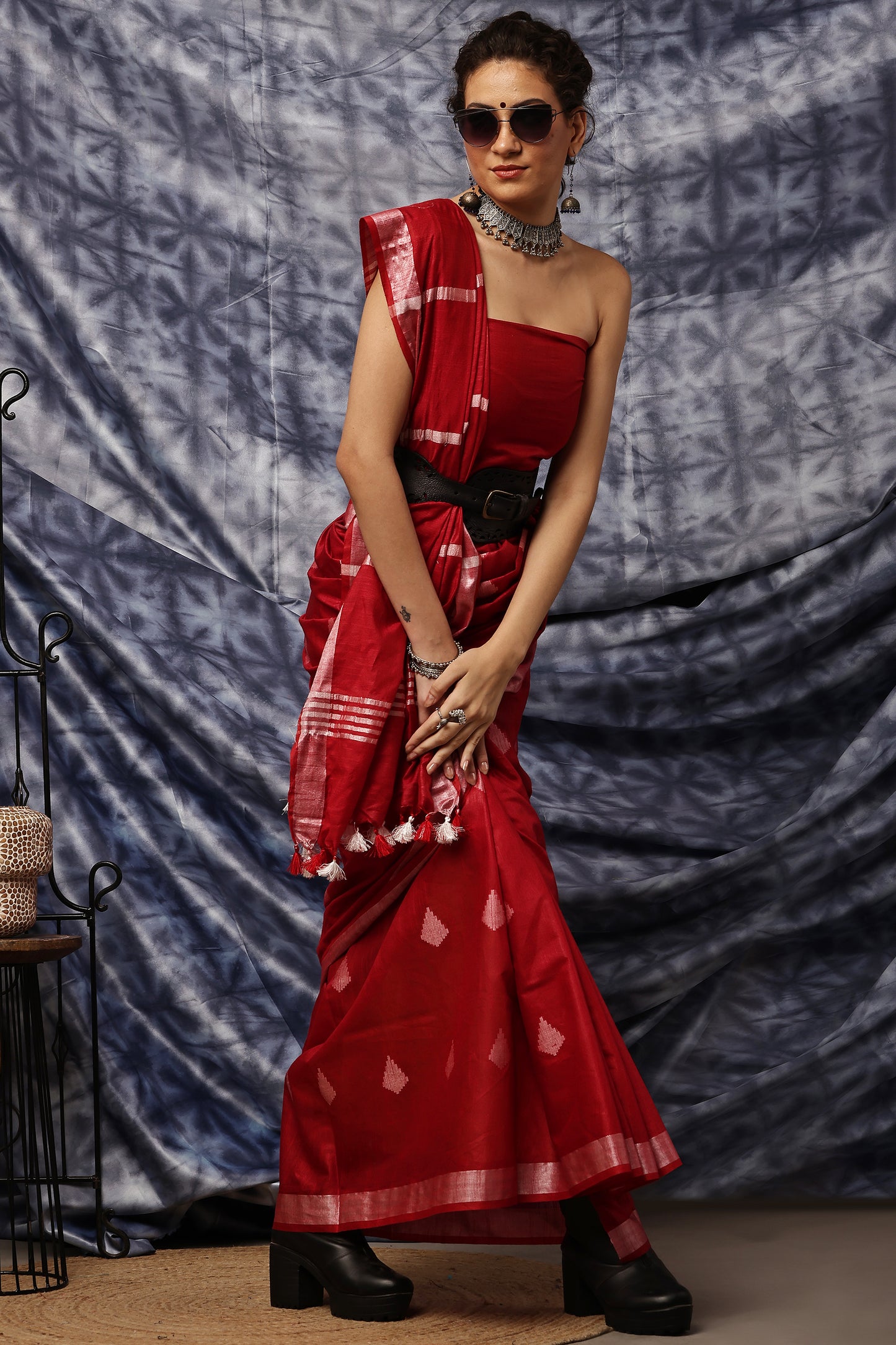 Handloom Saree- Reddish Maroon Muse