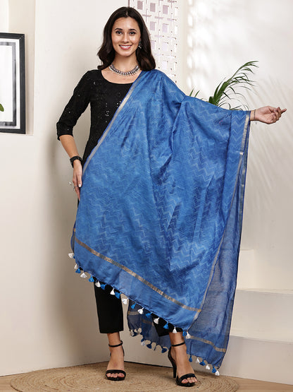 Dupatta- Slub Silk - Blue Waves