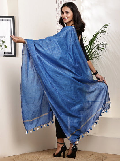Dupatta- Slub Silk - Blue Waves