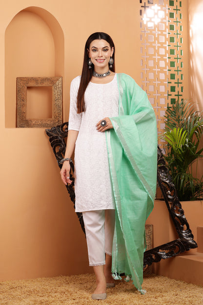 Dupatta -Cotton Linen -Sea Green