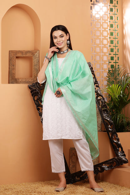 Dupatta -Cotton Linen -Sea Green