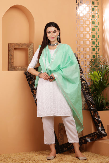 Dupatta -Cotton Linen -Sea Green