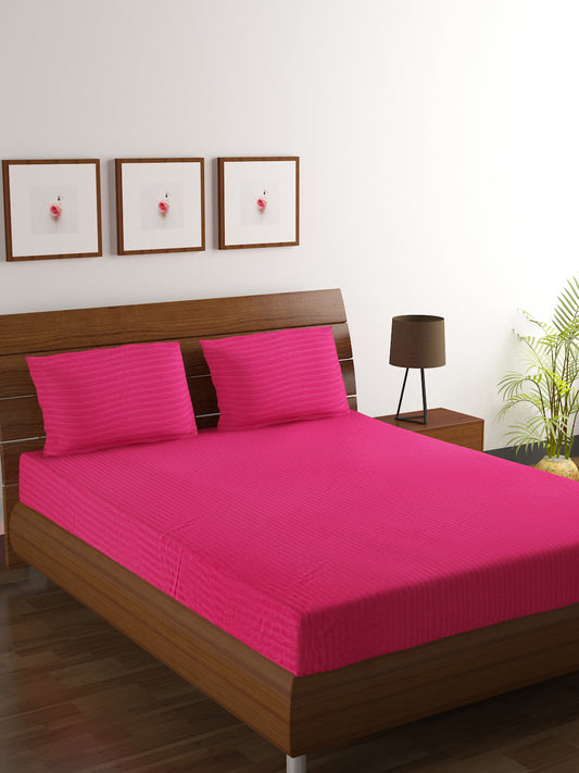 Cotton Bedsheet - Double Bed - Fuchsia Pink